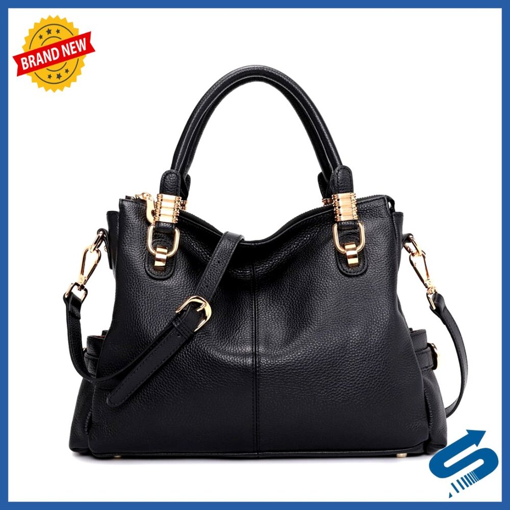 Genuine Leather Tote Shoulder Bag Satchel Purse Multi-Way Carry